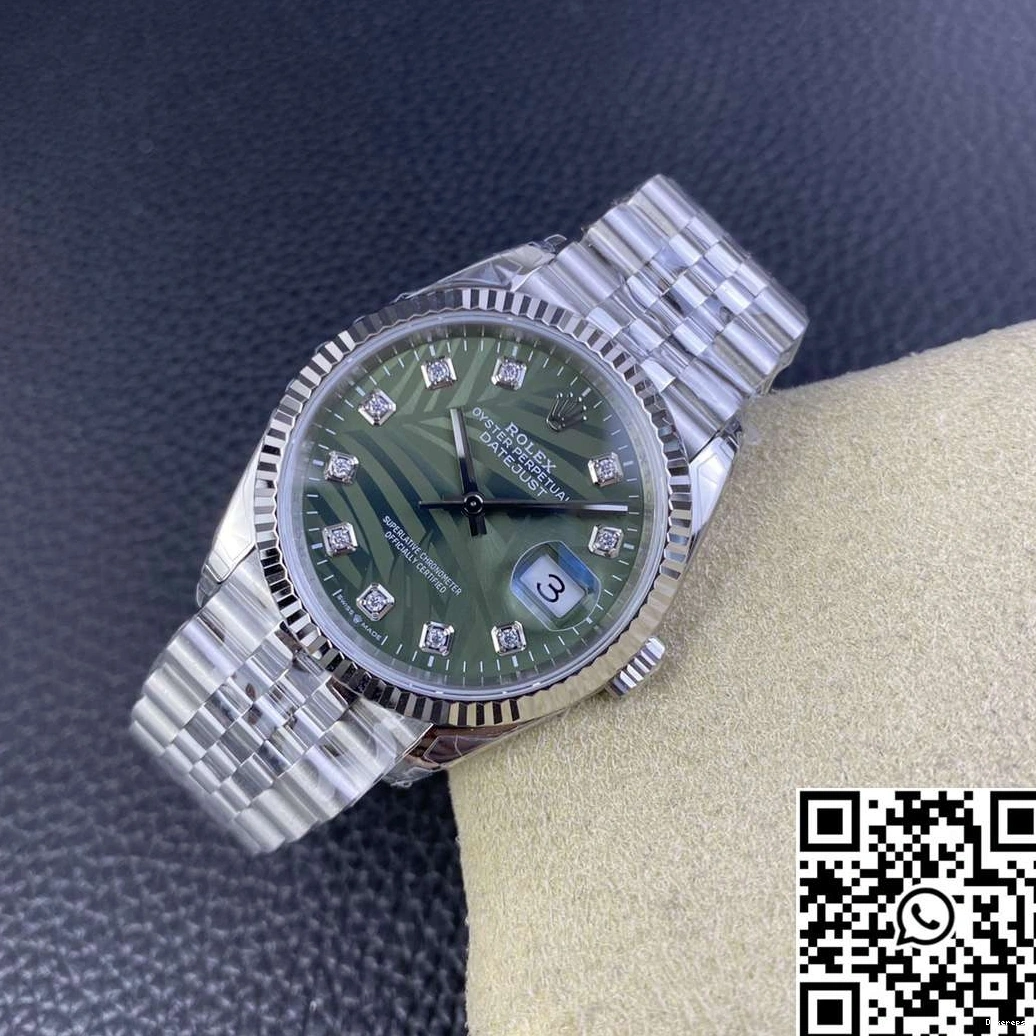 Clean Diamond Factory Datejust Steel Green 36MM Stainless Dial Rolex M126234 Motif Hourmarker 0524